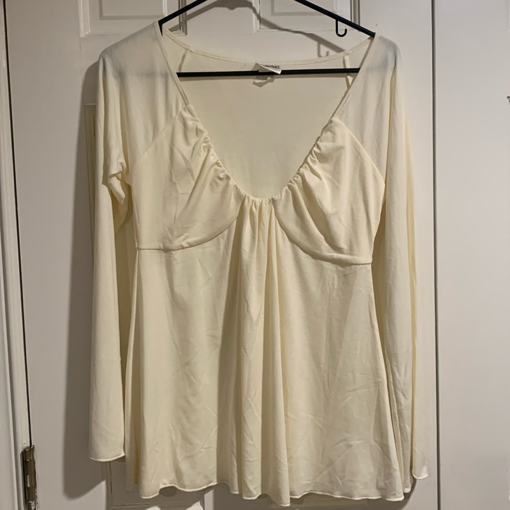 Cream Scoop Neck Top
